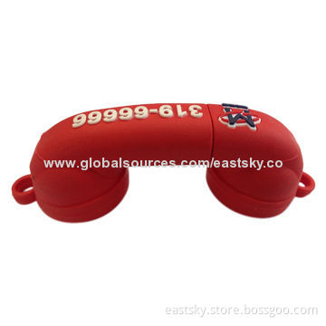 Telephone shaped USB, made of soft PVC material, OEM orders are welcomeNew